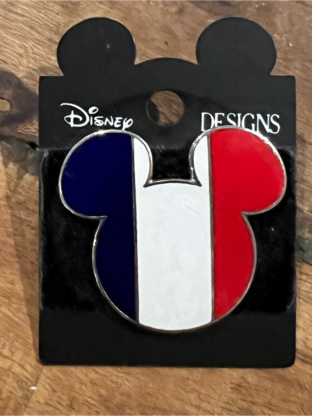 Disney Mouse Ears Pinback Epcot France Red, White, and Blue Liberté Egalité